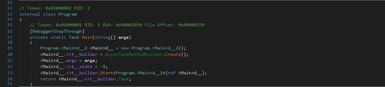Async state machine hides malware execution path
