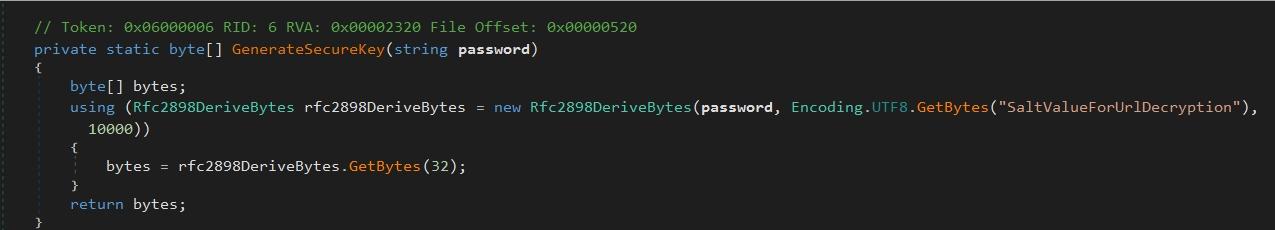 AES-CBC logic decrypting external payload URL