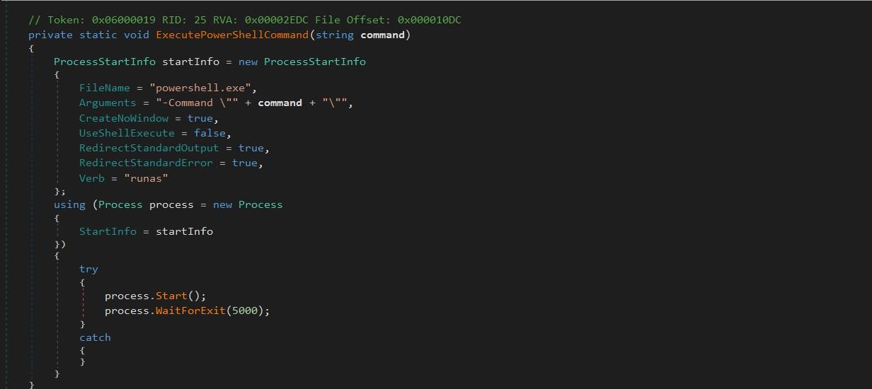 PowerShell command executing silently with admin rights