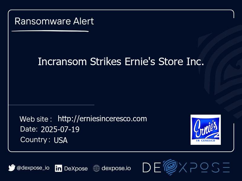 Incransom Strikes Ernie's Store Inc.