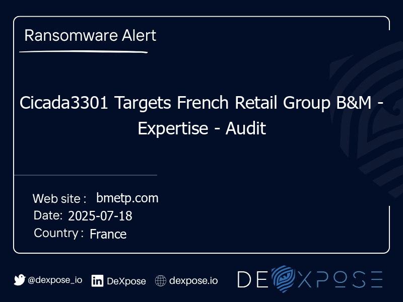 Cicada3301 Targets French Retail Group B&M - Expertise - Audit