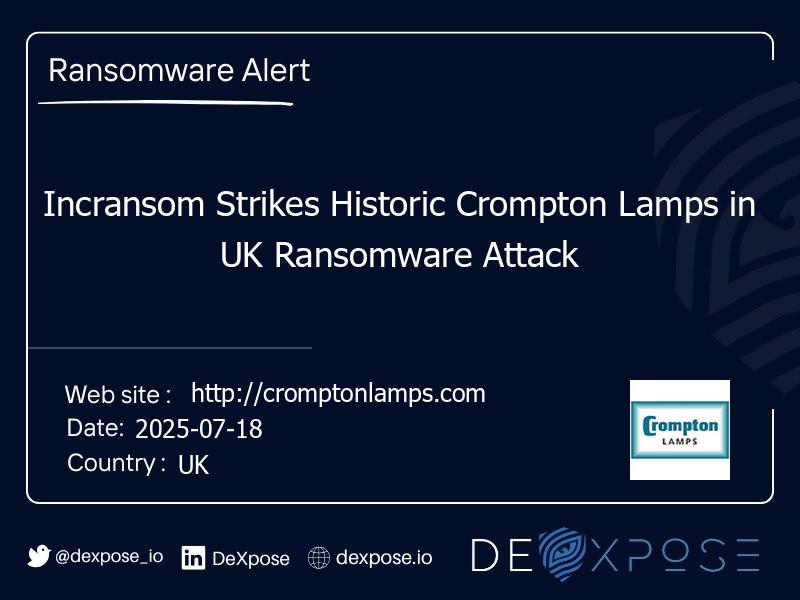 Incransom Strikes Historic Crompton Lamps in UK Ransomware Attack