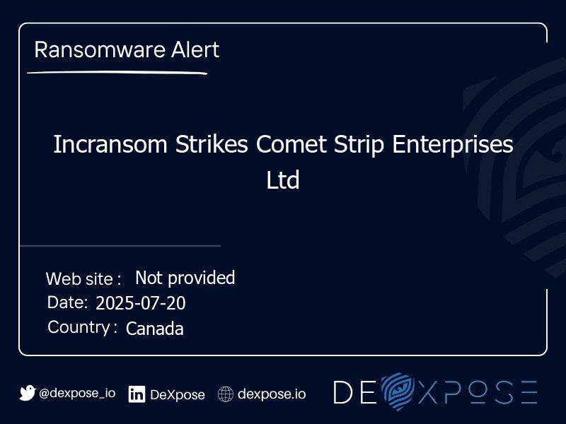 Incransom Strikes Comet Strip Enterprises Ltd
