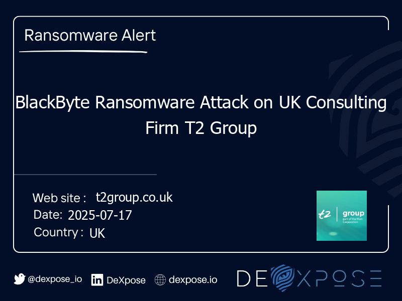 BlackByte Ransomware Attack on UK Consulting Firm T2 Group