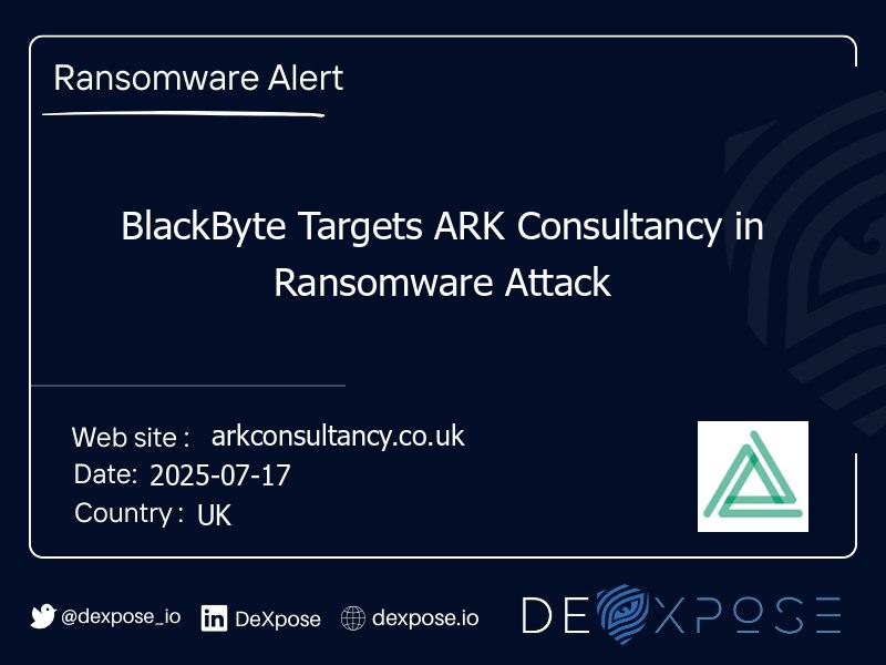 BlackByte Targets ARK Consultancy in Ransomware Attack