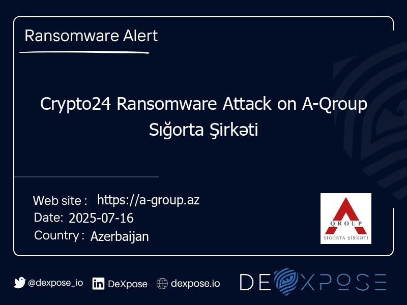 Crypto24 Ransomware Attack on A-Qroup Sığorta Şirkəti