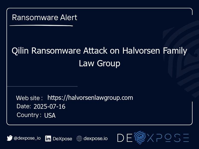 Qilin Ransomware Attack on Halvorsen Family Law Group