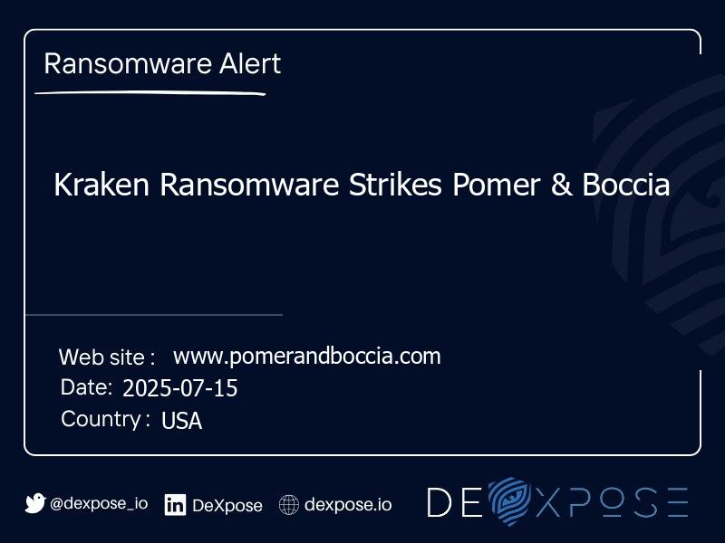 Kraken Ransomware Strikes Pomer & Boccia