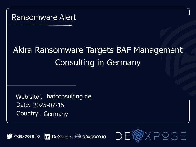 Akira Ransomware Targets BAF Management Consulting in Germany