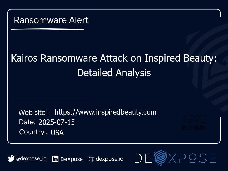 Kairos Ransomware Attack on Inspired Beauty: Detailed Analysis