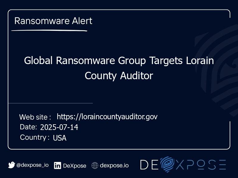 Global Ransomware Group Targets Lorain County Auditor