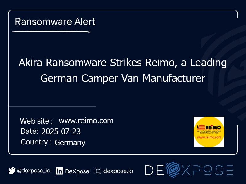 Akira Ransomware Strikes Reimo, a Leading German Camper Van Manufacturer