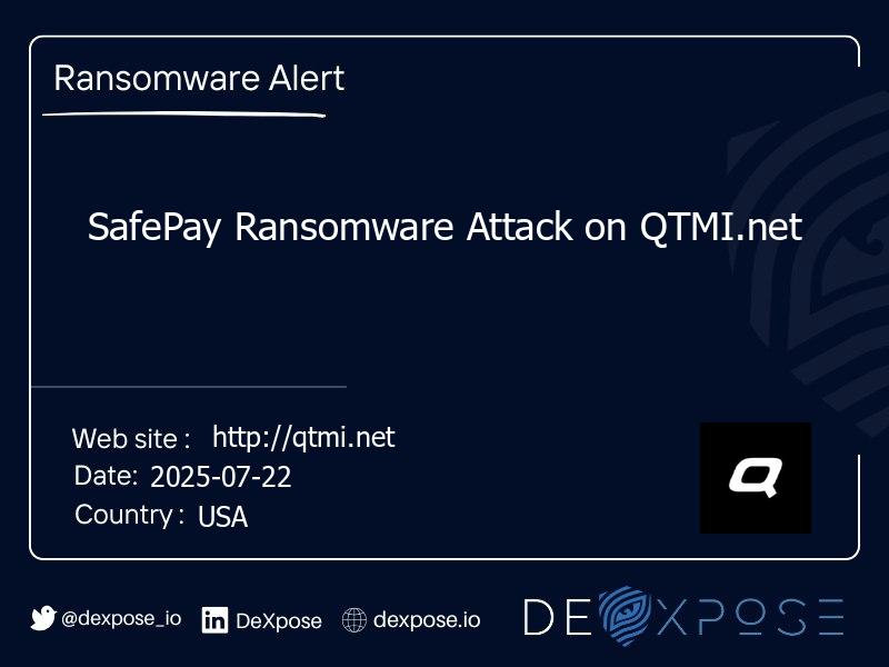 SafePay Ransomware Attack on QTMI.net