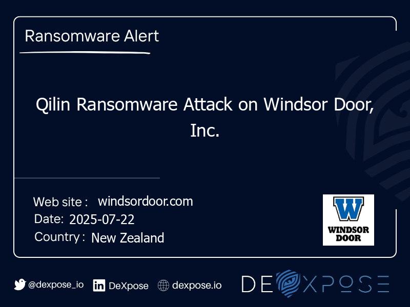 Qilin Ransomware Attack on Windsor Door, Inc.
