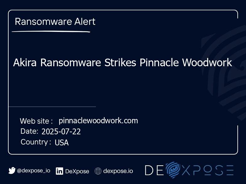 Akira Ransomware Strikes Pinnacle Woodwork