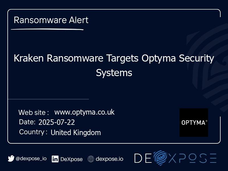 Kraken Ransomware Targets Optyma Security Systems
