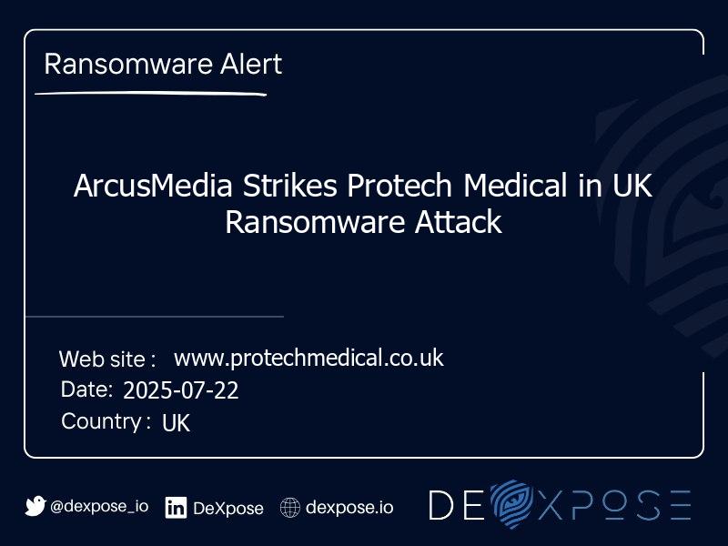 ArcusMedia Strikes Protech Medical in UK Ransomware Attack