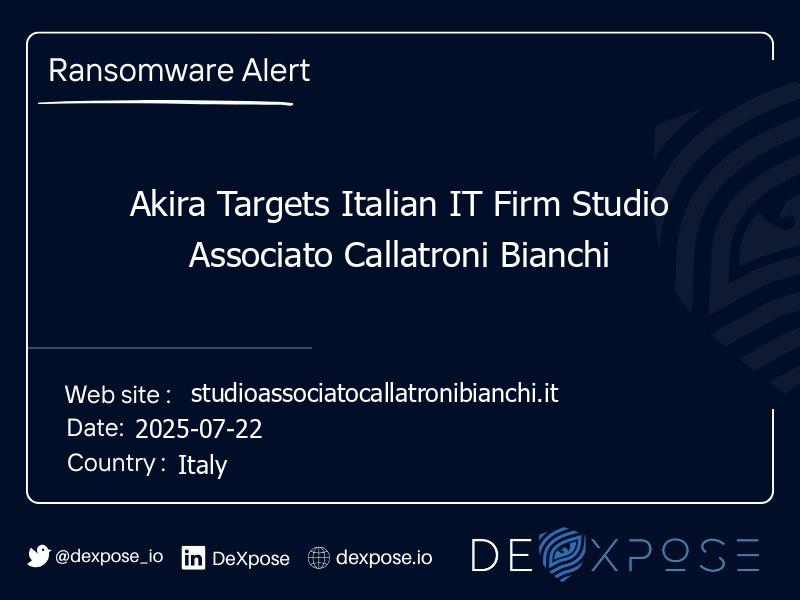 Akira Targets Italian IT Firm Studio Associato Callatroni Bianchi