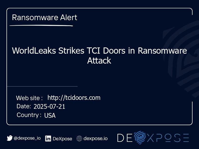 WorldLeaks Strikes TCI Doors in Ransomware Attack