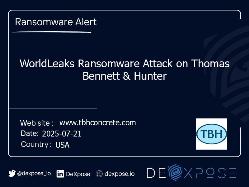 WorldLeaks Ransomware Attack on Thomas Bennett & Hunter