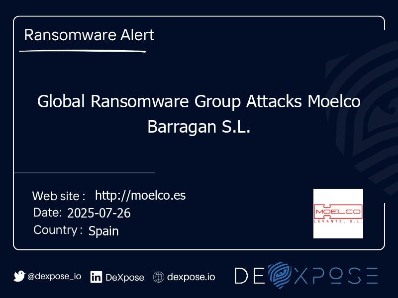 Global Ransomware Group Attacks Moelco Barragan S.L.