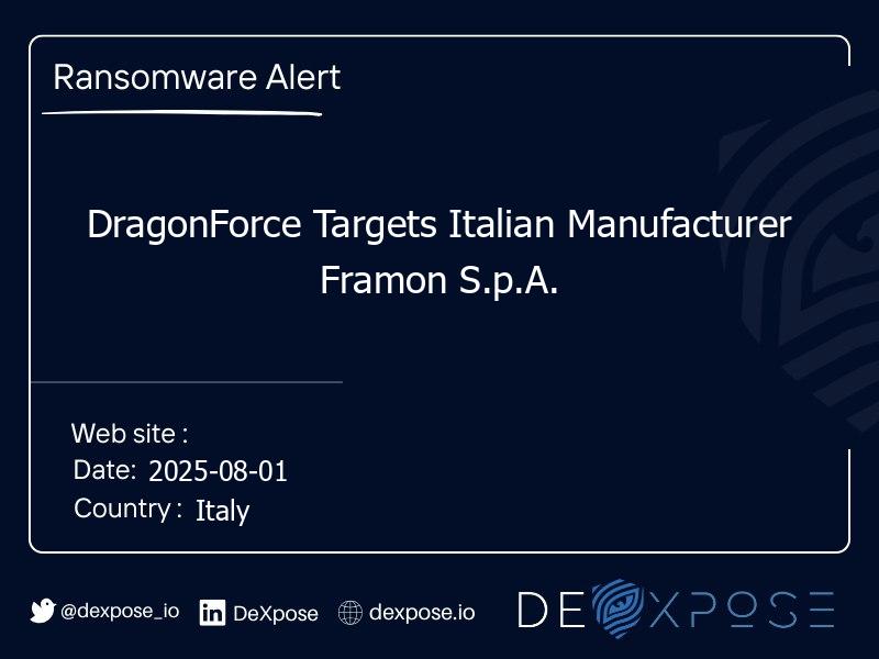 DragonForce Targets Italian Manufacturer Framon S.p.A.