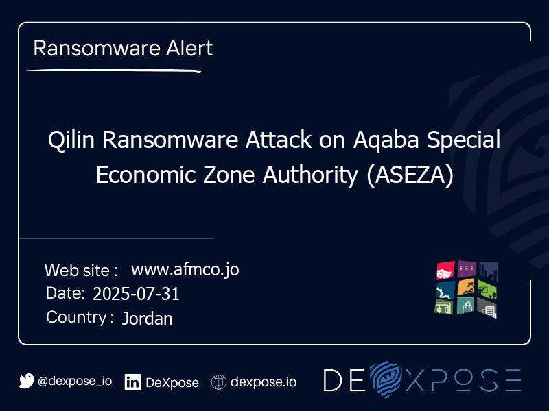Qilin Ransomware Attack on Aqaba Special Economic Zone Authority (ASEZA)