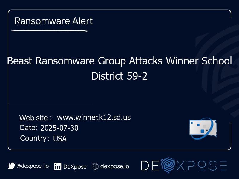 Beast Ransomware Group Attacks Winner School District 59-2