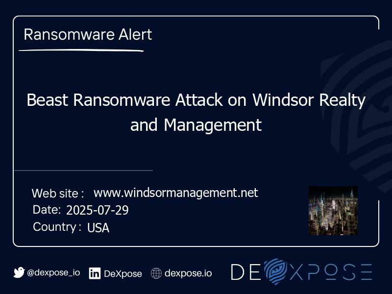 Beast Ransomware Attack on Windsor Realty and Management
