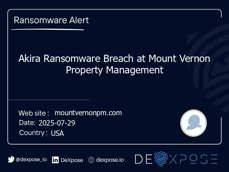 Akira Ransomware Breach at Mount Vernon Property Management
