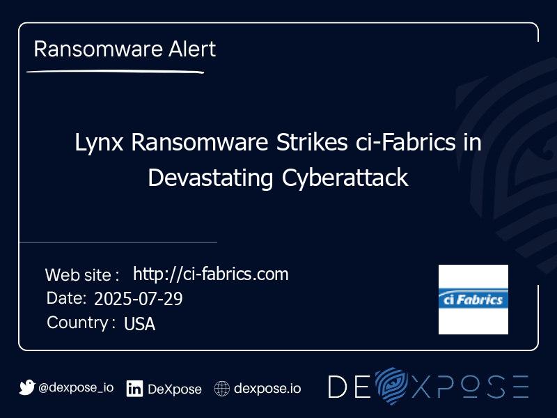 Lynx Ransomware Strikes ci-Fabrics in Devastating Cyberattack
