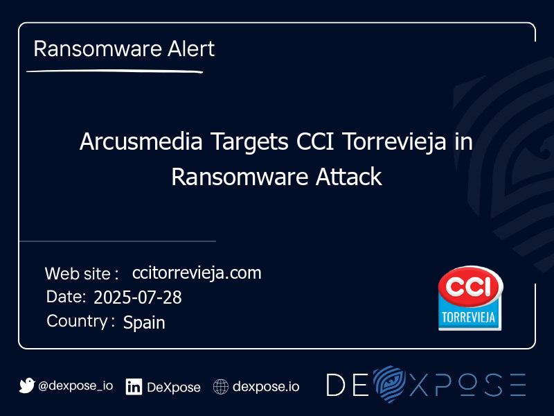 Arcusmedia Targets CCI Torrevieja in Ransomware Attack