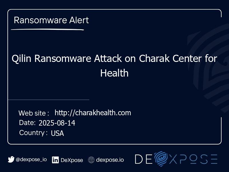 Qilin Ransomware Attack on Charak Center for Health