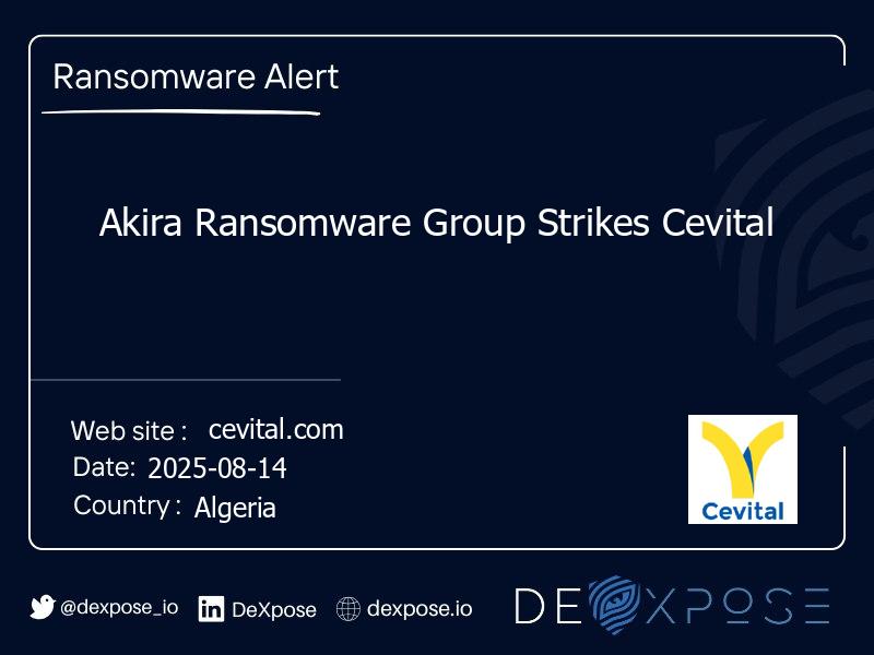 Akira Ransomware Group Strikes Cevital