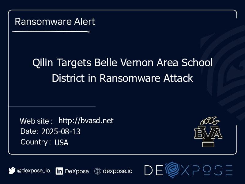 Qilin Targets Belle Vernon Area School District in Ransomware Attack