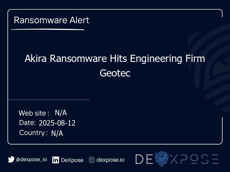 Akira Ransomware Hits Engineering Firm Geotec