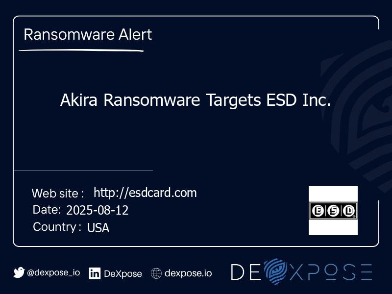 Akira Ransomware Targets ESD Inc.