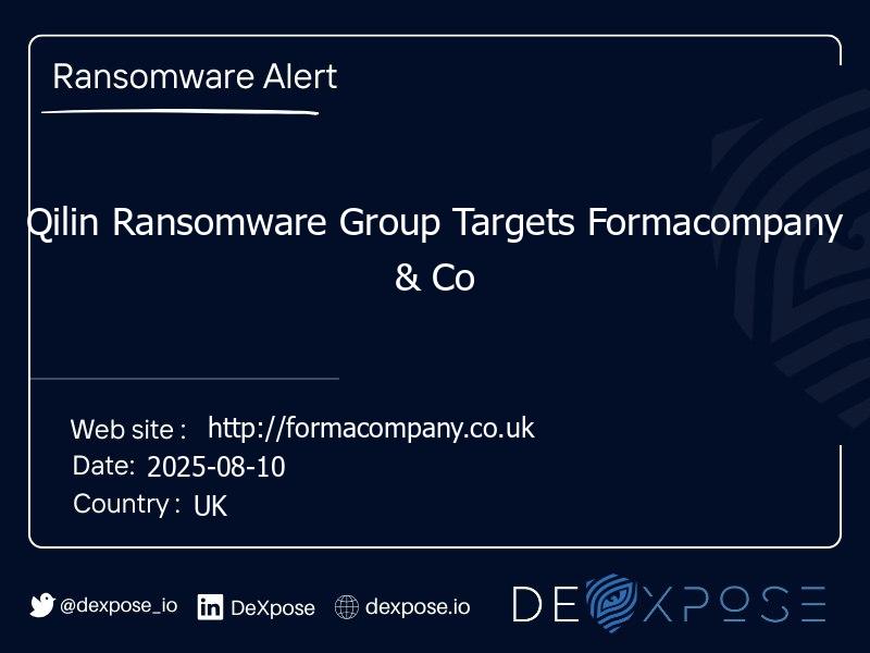 Qilin Ransomware Group Targets Formacompany & Co