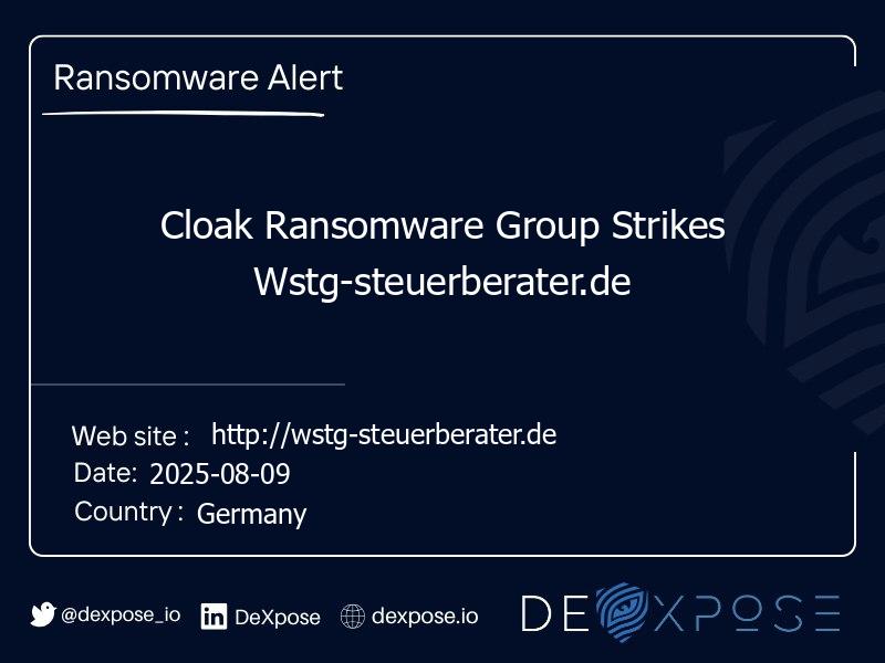 Cloak Ransomware Group Strikes Wstg-steuerberater.de