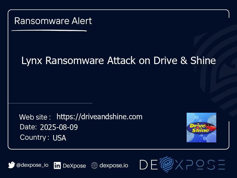 Lynx Ransomware Attack on Drive & Shine