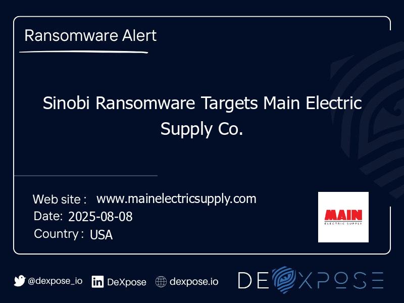 Sinobi Ransomware Targets Main Electric Supply Co.
