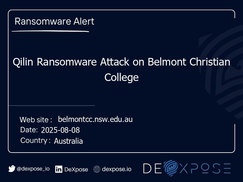 Qilin Ransomware Attack on Belmont Christian College