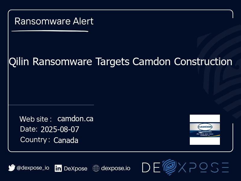 Qilin Ransomware Targets Camdon Construction