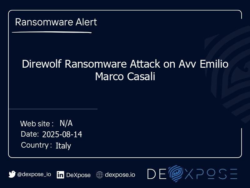 Direwolf Ransomware Attack on Avv Emilio Marco Casali