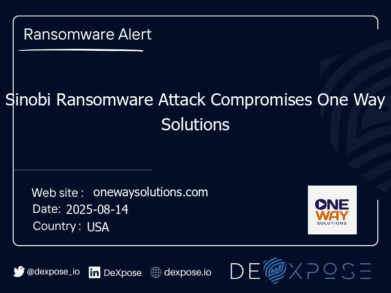Sinobi Ransomware Attack Compromises One Way Solutions