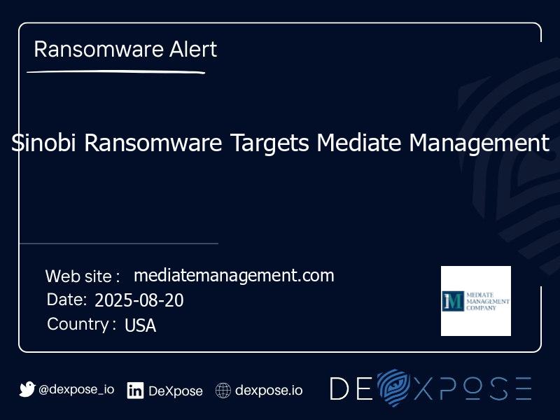 Sinobi Ransomware Targets Mediate Management