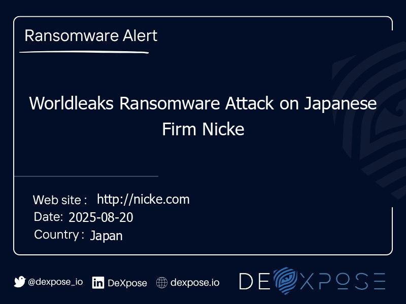 Worldleaks Ransomware Attack on Japanese Firm Nicke