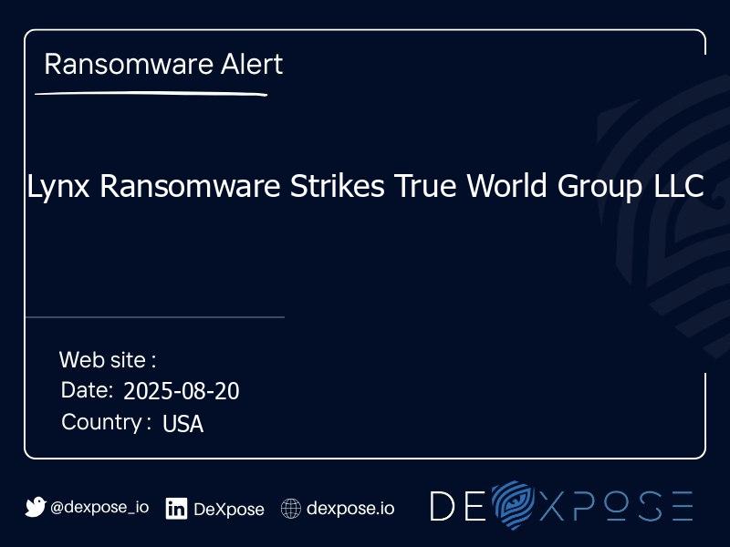 Lynx Ransomware Strikes True World Group LLC