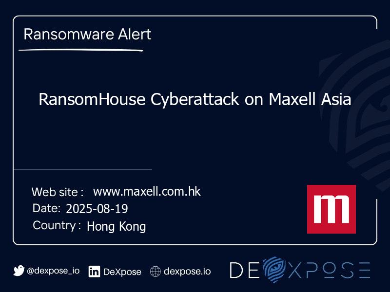 RansomHouse Cyberattack on Maxell Asia